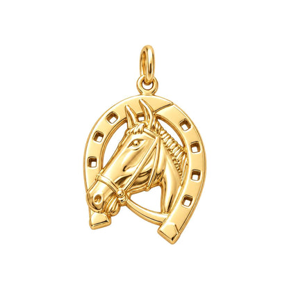 Lucky Gallop Horse Charm Bracelet – Personalized Horse Mom Gift – 18K gold charm, front view