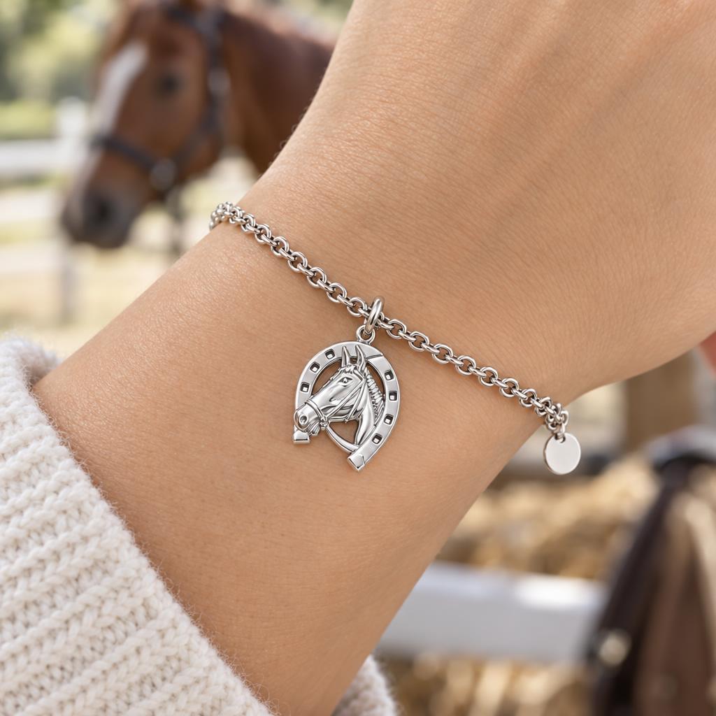 Lucky Gallop Horse Charm Bracelet Set – worn / in use