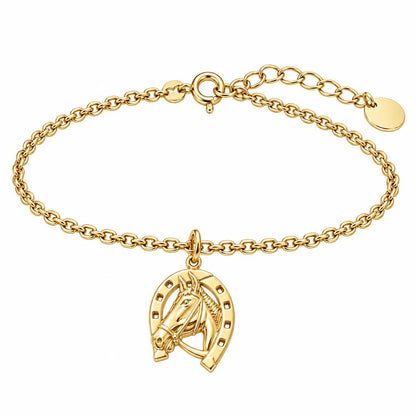 Lucky Gallop Horse Charm Bracelet Set – 18K gold, front view