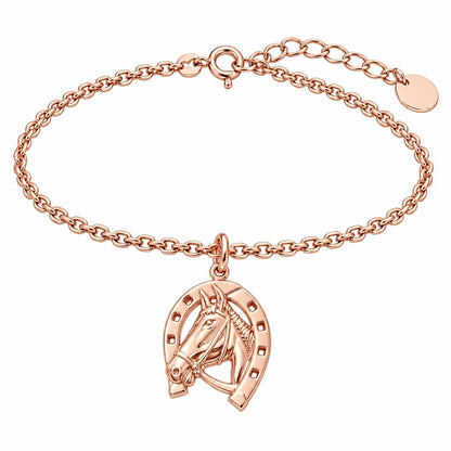 Lucky Gallop Horse Charm Bracelet Set – rose gold, front view