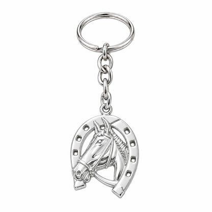 Lucky Gallop Horse Charm Keychain – silver, front view