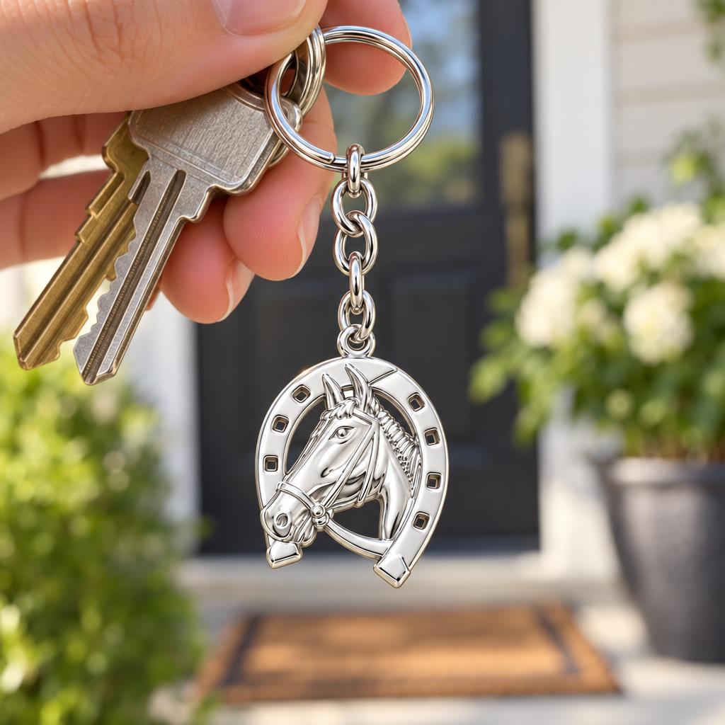 Lucky Gallop Horse Charm Keychain – worn / in use