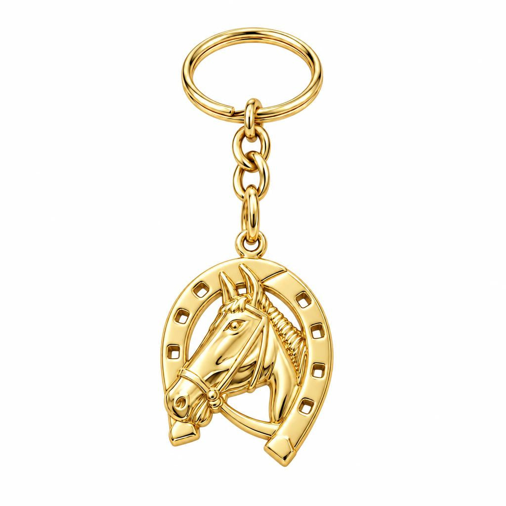 Lucky Gallop Horse Charm Keychain – 18K gold, front view