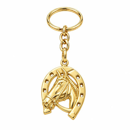 Lucky Gallop Horse Charm Keychain – 18K gold, front view