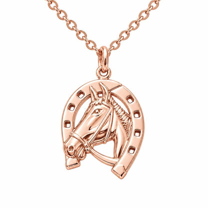 Lucky Gallop Horse Charm Necklace Set – rose gold, front view