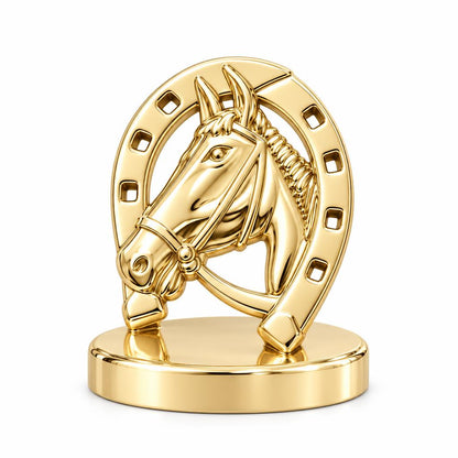 Lucky Gallop Horse Keepsake Plaque – 18K gold, front view