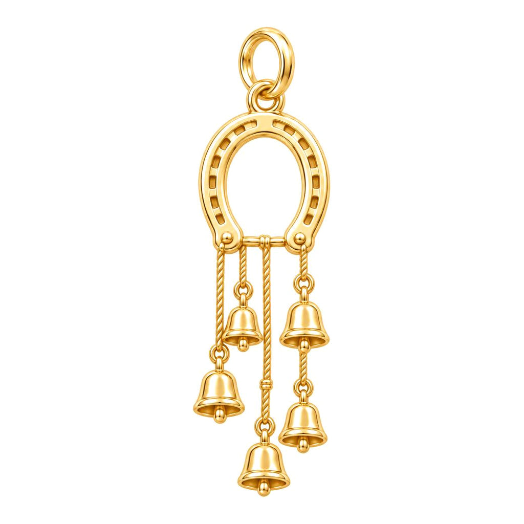 Lucky Horseshoe Wind Chime Charm Bracelet – Personalized Gift – 18K gold charm, front view