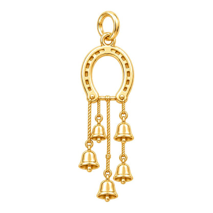Lucky Horseshoe Wind Chime Charm Bracelet – Personalized Gift – 18K gold charm, front view