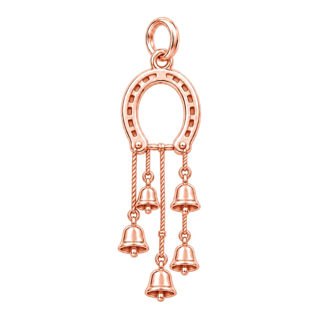 Lucky Horseshoe Wind Chime Charm Bracelet – Personalized Gift – rose gold charm, front view