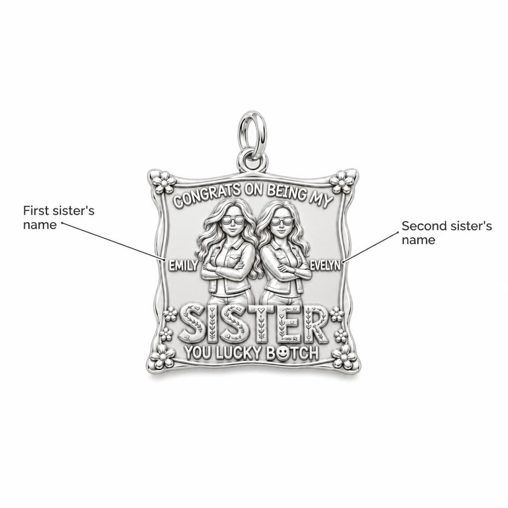 Lucky Sister Portrait Charm Bracelet – Personalized Sister Gift – personalization guide