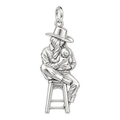 Lullaby in the Saddle Charm Bracelet – Personalized Mom Gift – silver charm, front view