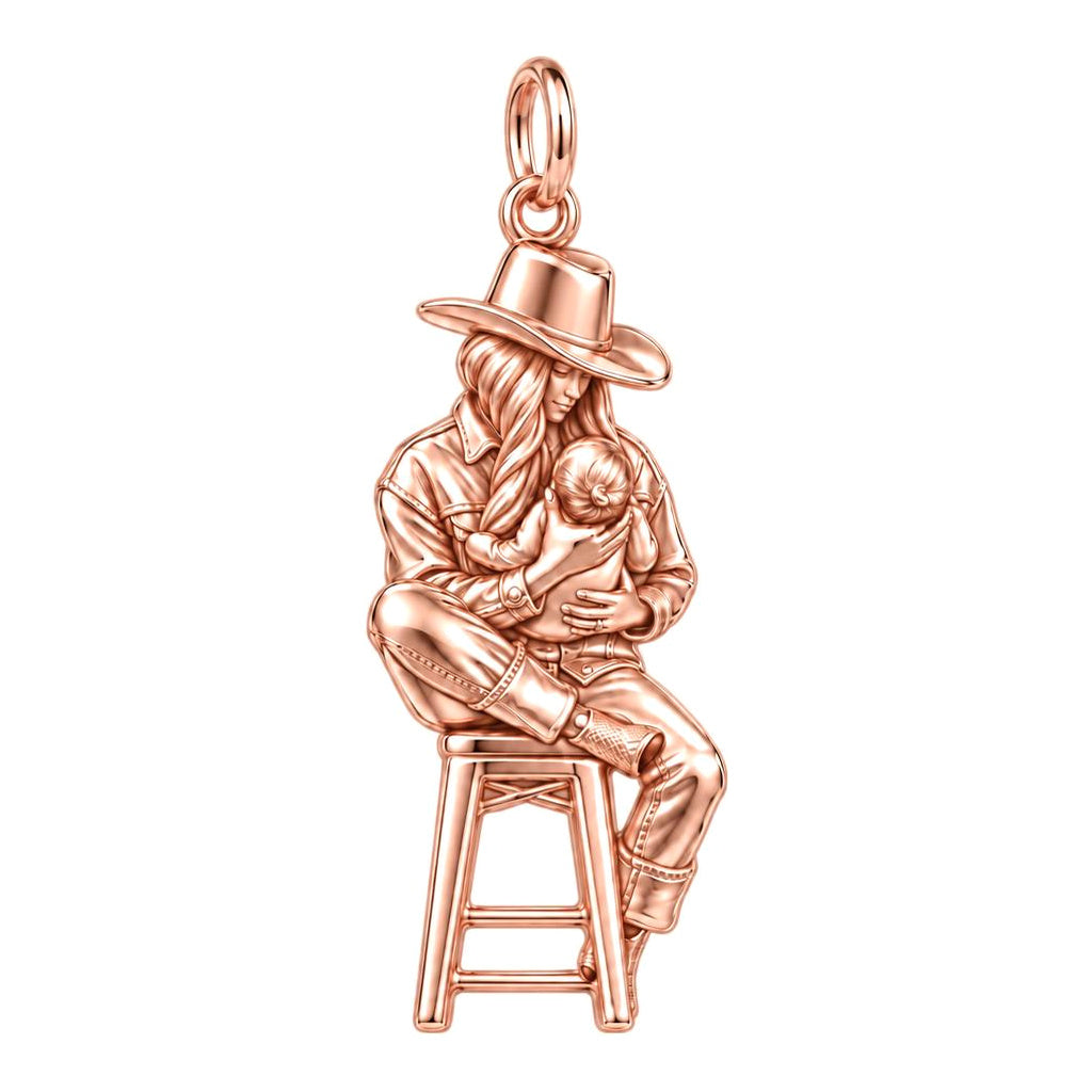 Lullaby in the Saddle Charm Bracelet – Personalized Mom Gift – rose gold charm, front view