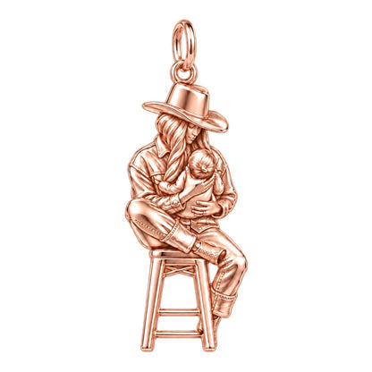 Lullaby in the Saddle Charm Bracelet – Personalized Mom Gift – rose gold charm, front view