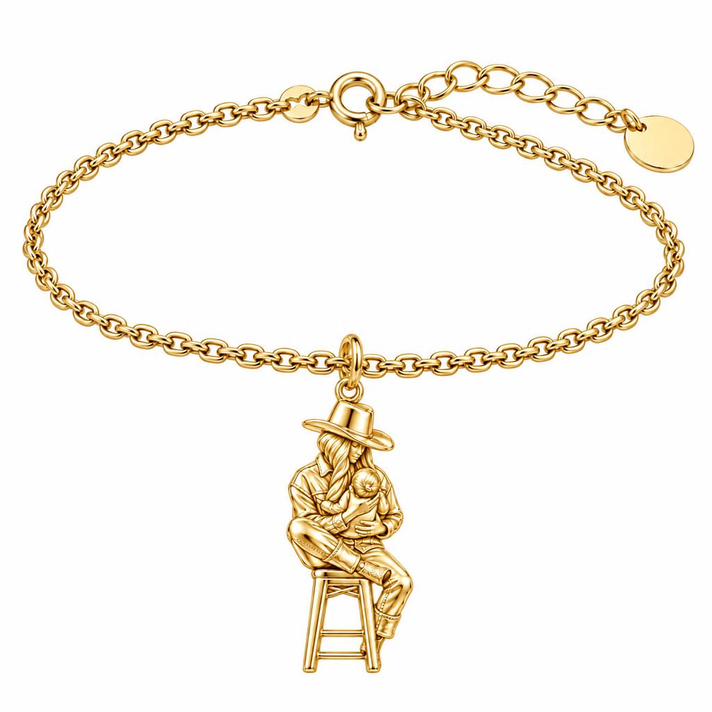 Lullaby in the Saddle Charm Bracelet Set – 18K gold, front view