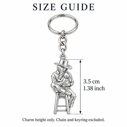 Lullaby in the Saddle Charm Keychain – size guide, 3.5 cm (1.38 in) charm, chain and keyring excluded