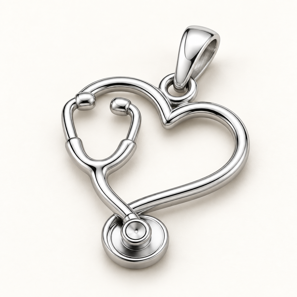 Nurse Stethoscope Heart Charm | macro face-up oblique view | abe547b40fa6e29dbf3c9d2e9e373730b5fdc3f1e674ffc2721fc6d3cfa0ff29