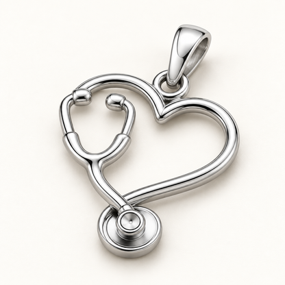 Nurse Stethoscope Heart Charm | macro face-up oblique view | abe547b40fa6e29dbf3c9d2e9e373730b5fdc3f1e674ffc2721fc6d3cfa0ff29