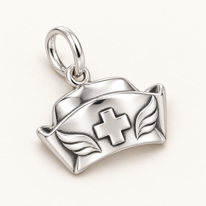 Nurse Cap Dangle Charm | macro face-up oblique view | de78505a0407134ed3203c837eff720255a53f8f6c3ba525cbe88739d9cbd2ba