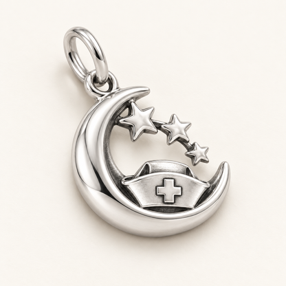 Nurse Night Shift Dangle Charm | macro face-up oblique view | f688cb572ee9006300db23020c66b45536902c70b7dc1936d130d9e461e749fd