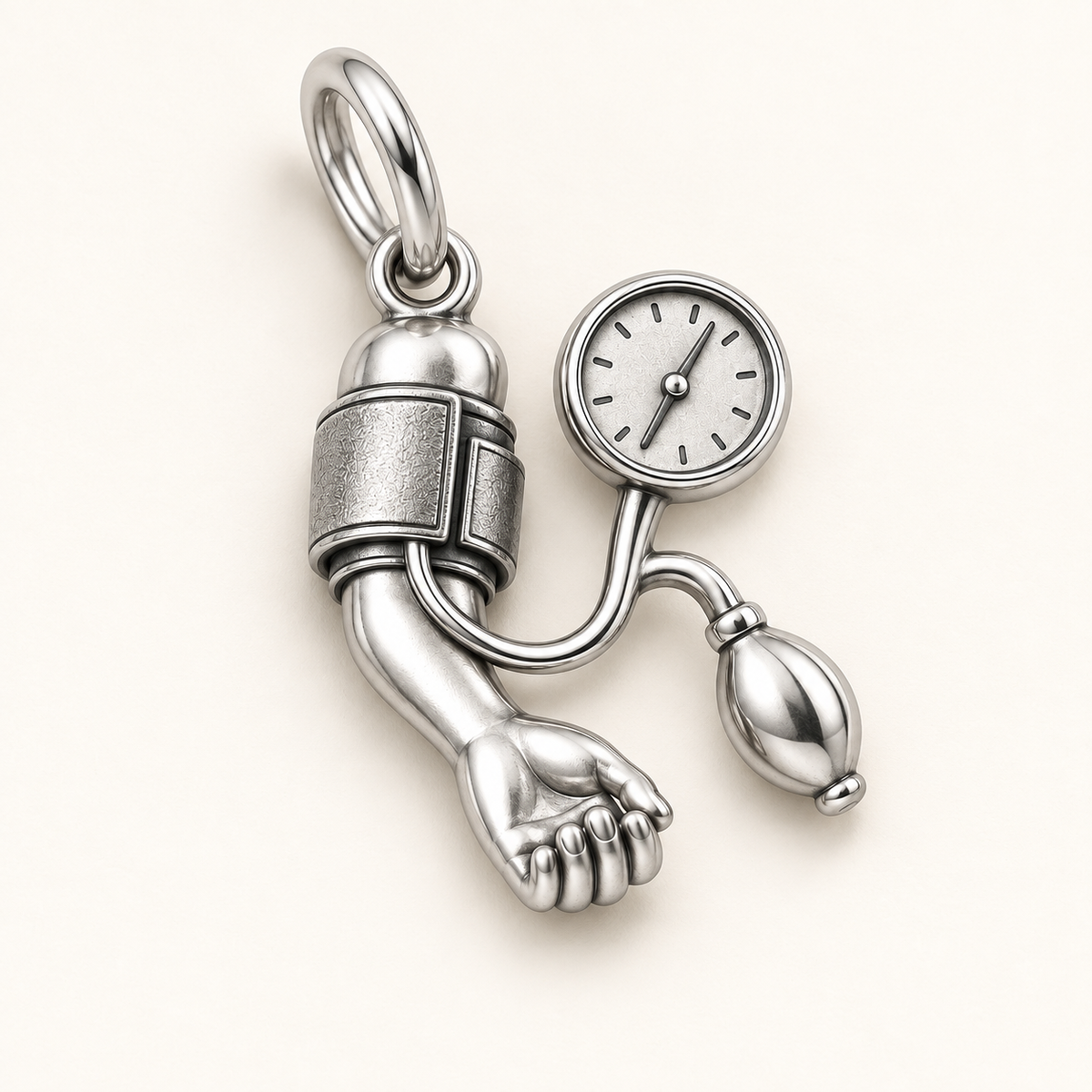 Nurse Blood Pressure Dangle Charm | macro face-up oblique view | 7676d9d9c10899c5f7abede940a843991689b41fc904773eac6ae9631bf8a788