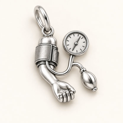 Nurse Blood Pressure Dangle Charm | macro face-up oblique view | 7676d9d9c10899c5f7abede940a843991689b41fc904773eac6ae9631bf8a788