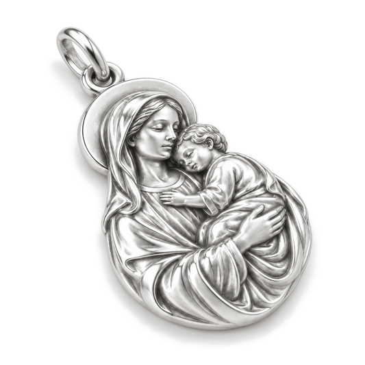 Madonna and Child Charm — Silver Super Macro | charm-topics-remaining-444-2026-09-14 | topic-051