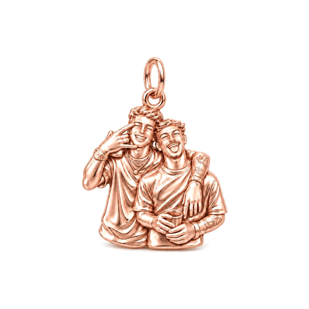 Male Best Friends Forever Charm Bracelet – Personalized  Bestie Gift – rose gold charm, front view