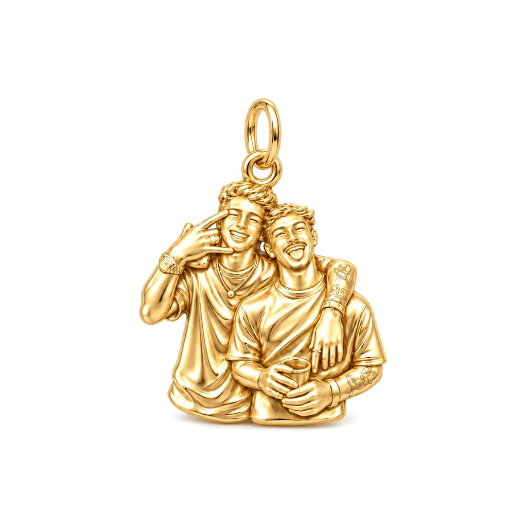 Male Best Friends Forever Charm Bracelet – Personalized  Bestie Gift – 18K gold charm, front view