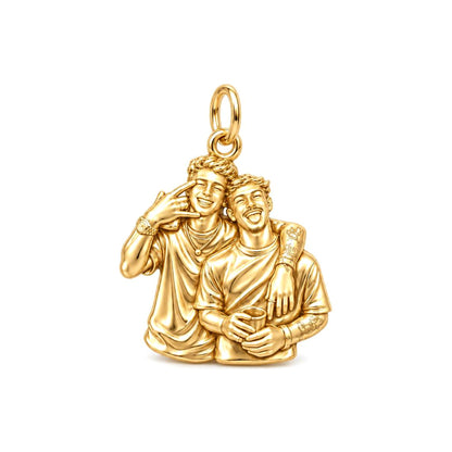 Male Best Friends Forever Charm Bracelet – Personalized  Bestie Gift – 18K gold charm, front view