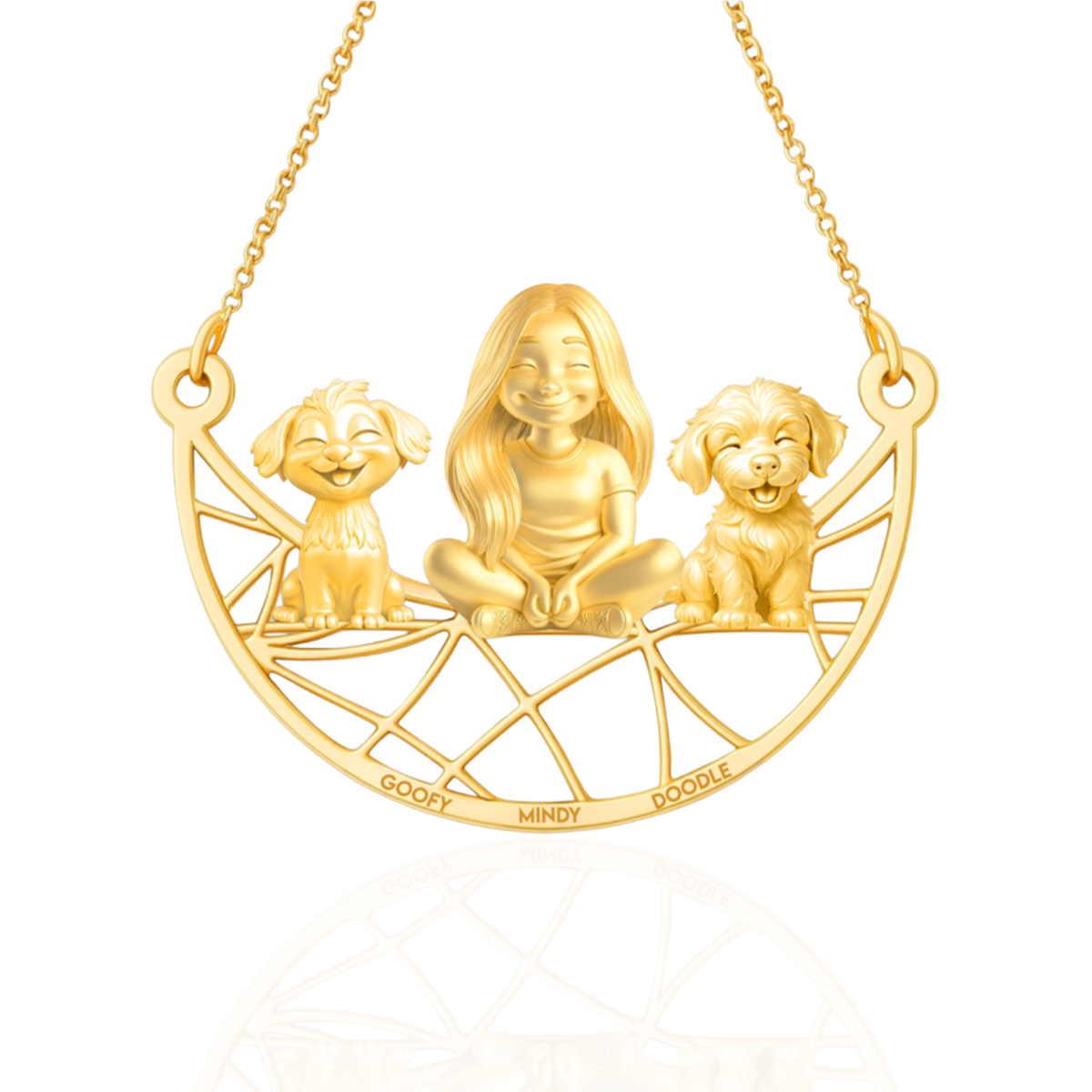 Soulyshine Personalized Girl And Her Pets Necklace - Maltese/Goldendoodle