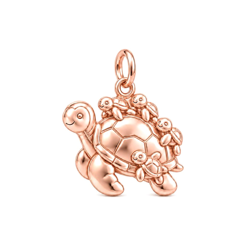Mama Turtle Hatchlings Charm Bracelet – Personalized Nana Gift – rose gold charm, front view