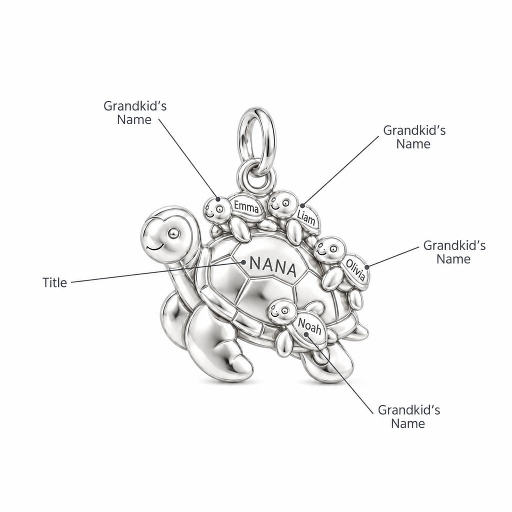 Mama Turtle Hatchlings Charm Bracelet – Personalized Nana Gift – personalization guide