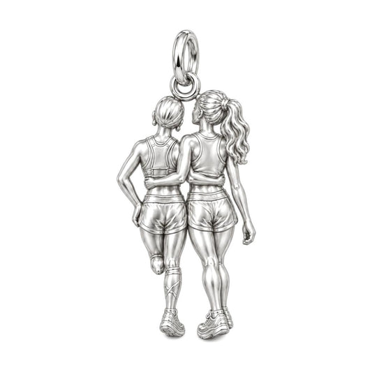 Marathon Besties Charm Bracelet – Personalized Runner Gift – back of the charm, engraving area