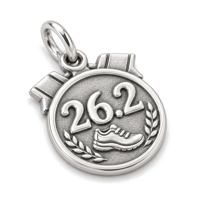 Marathon Finish Medal Charm — Silver Super Macro | charm-topics-remaining-444-2026-09-14 | topic-245