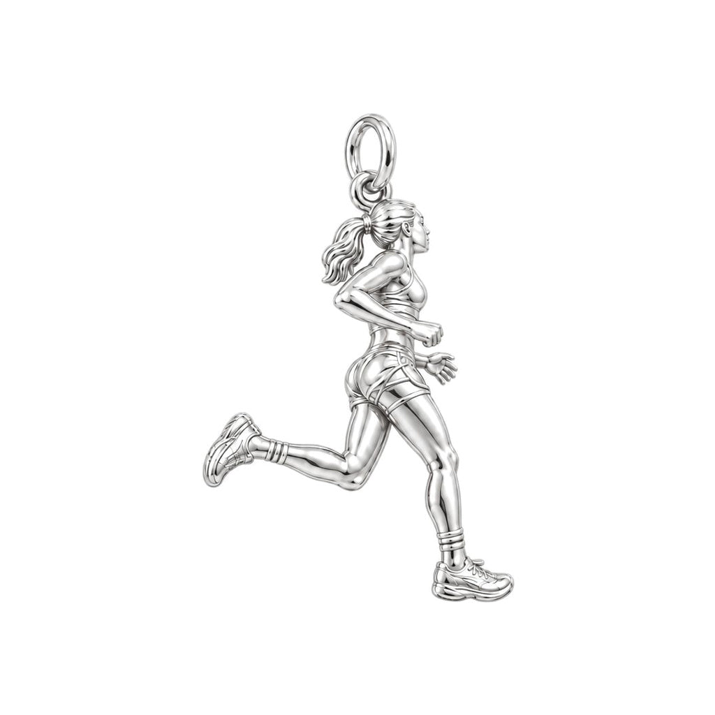 Marathon Runner Charm Bracelet – Personalized Athlete Gift – silver charm, front view