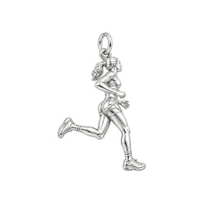 Marathon Runner Charm Bracelet – Personalized Athlete Gift – silver charm, front view