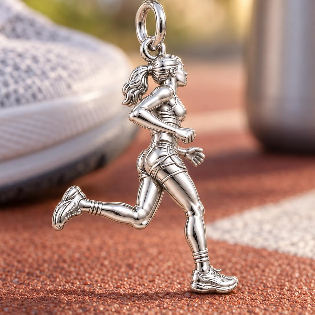 Marathon Runner Charm Bracelet – Personalized Athlete Gift – macro detail of the charm