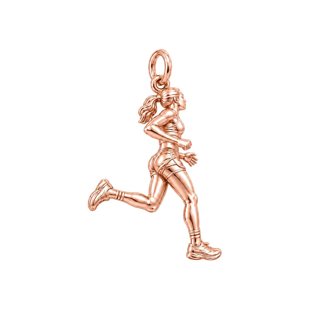 Marathon Runner Charm Bracelet – Personalized Athlete Gift – rose gold charm, front view