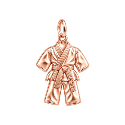 Martial Arts Gi Charm Bracelet – Personalized Student Gift – rose gold charm, front view