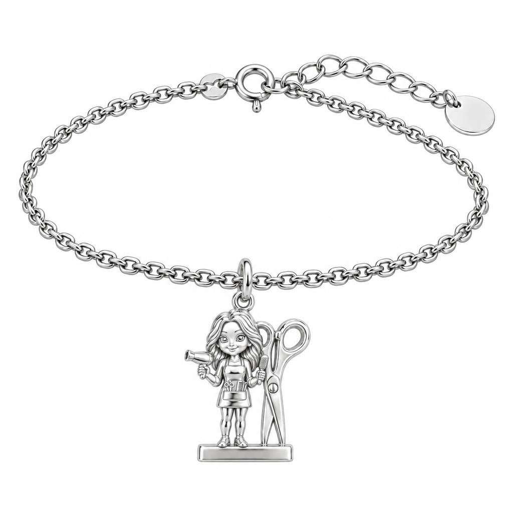 Master Stylist at Work Charm Bracelet Set – silver, front view