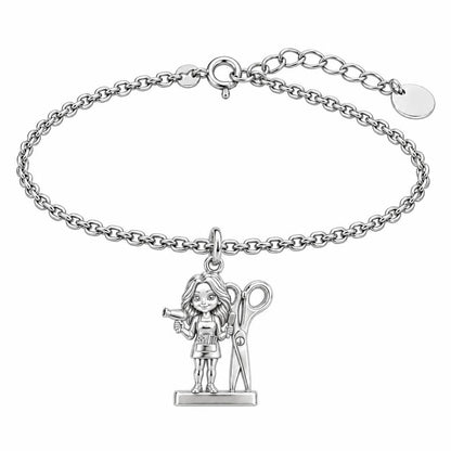 Master Stylist at Work Charm Bracelet Set – silver, front view