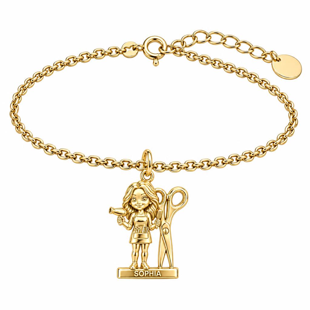 Master Stylist at Work Charm Bracelet Set – 18K gold, front view