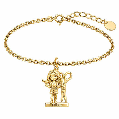 Master Stylist at Work Charm Bracelet Set – 18K gold, front view