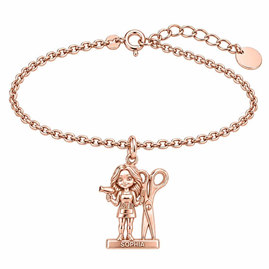 Master Stylist at Work Charm Bracelet Set – rose gold, front view