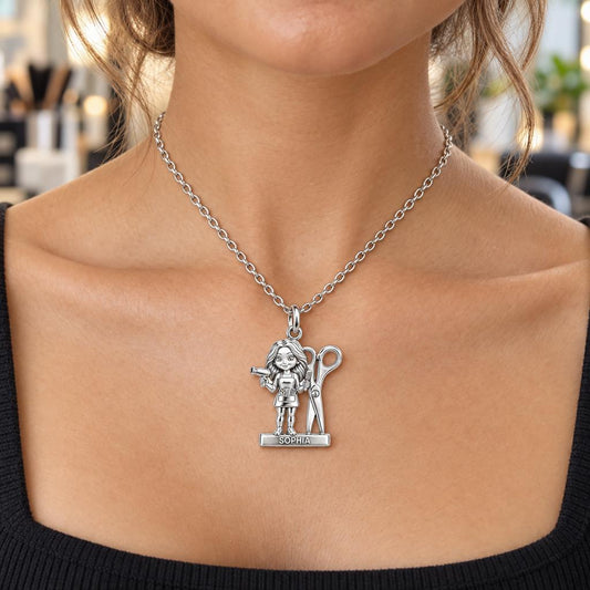 Master Stylist at Work Charm Necklace Set – worn / in use