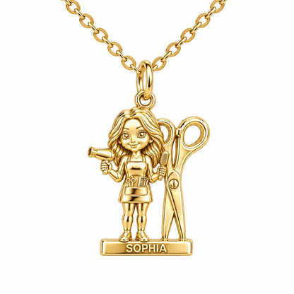 Master Stylist at Work Charm Necklace Set – 18K gold, front view