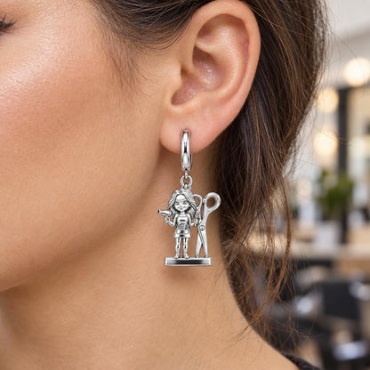 Master Stylist at Work Huggie Charm Earrings – worn / in use