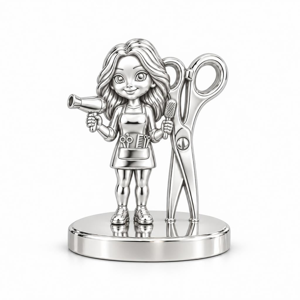 Master Stylist at Work Keepsake Plaque – silver, front view