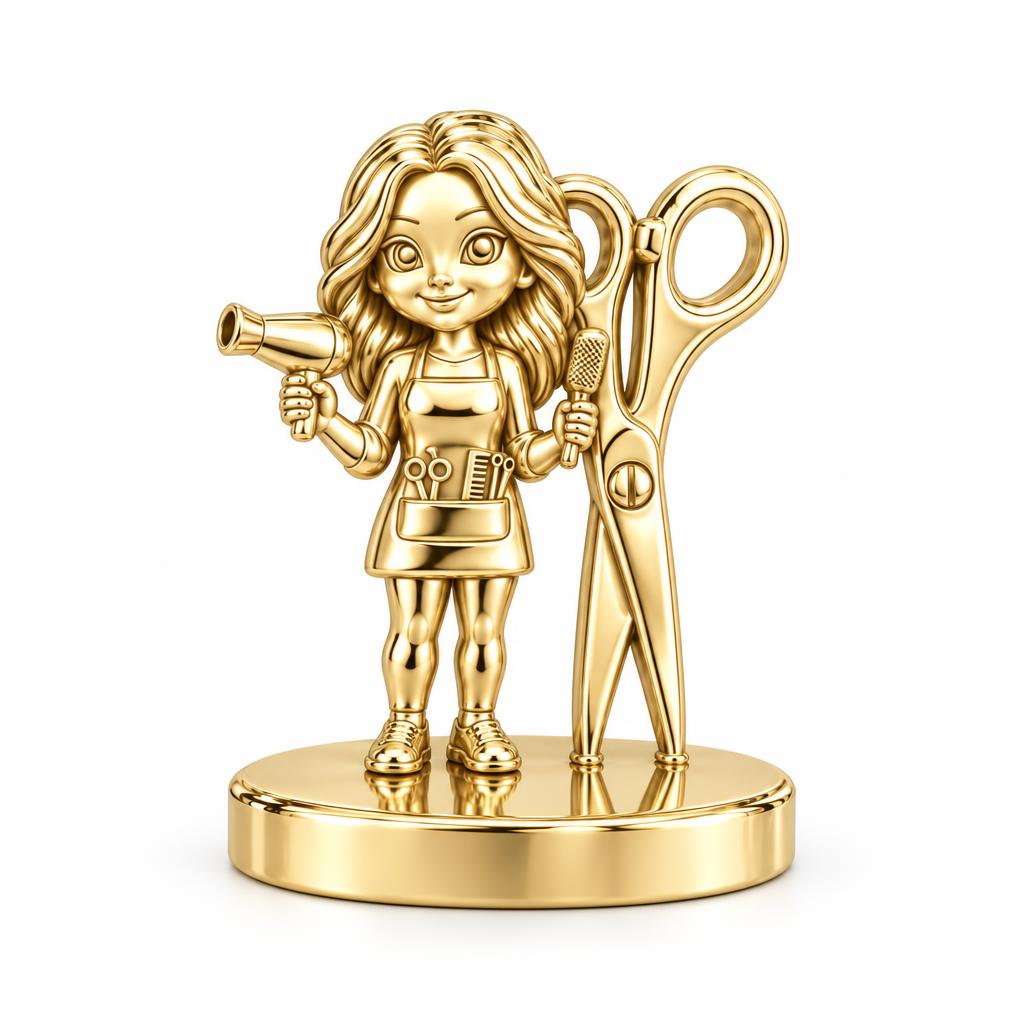 Master Stylist at Work Keepsake Plaque – 18K gold, front view