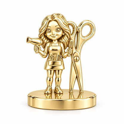 Master Stylist at Work Keepsake Plaque – 18K gold, front view
